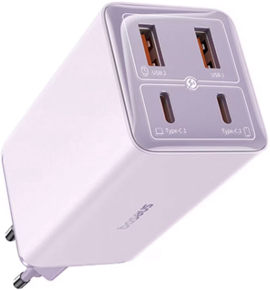 Φορτιστής Δικτύου με Καλώδιο USB-C Baseus GaN6 Pro, 100W, 3.25A, 2 x USB-A - 2 x USB-C, Μωβ P10162705532-00