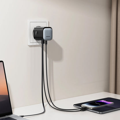 Joyroom JR-TCL02 Καλώδιο USB-C Φορτιστής δικτύου JR-TCL02, 65W, 3A, 1 x USB-A - 1 x USB-C, Μαύρο 