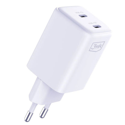 Φορτιστής δικτύου 3MK HyperCharger με καλώδιο USB-C, 45W, 3A, 2 x USB-C, λευκό 