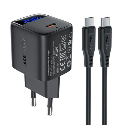 Φορτιστής Δικτύου με Καλώδιο USB-C Acefast A113 Display, 20W, 3A, 1 x USB-C, Μαύρο