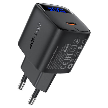 Φορτιστής Δικτύου με Καλώδιο USB-C Acefast A115 Display, 30W, 3A, 1 x USB-C, Μαύρο
