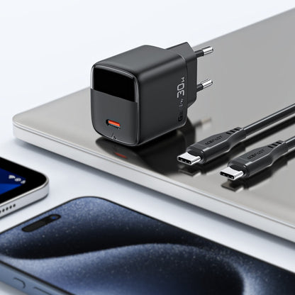 Φορτιστής Δικτύου με Καλώδιο USB-C Acefast A115 Display, 30W, 3A, 1 x USB-C, Μαύρο