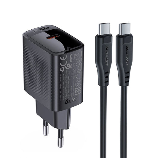 Φορτιστής Δικτύου με Καλώδιο USB-C Acefast A82, 20W, 3A, 1 x USB-C, Μαύρο