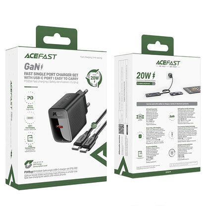 Φορτιστής Δικτύου με Καλώδιο USB-C Acefast A82, 20W, 3A, 1 x USB-C, Μαύρο