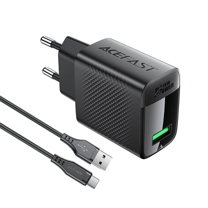 Φορτιστής Δικτύου με Καλώδιο USB-C Acefast A90, 18W, 3A, 1 x USB-A, Μαύρο