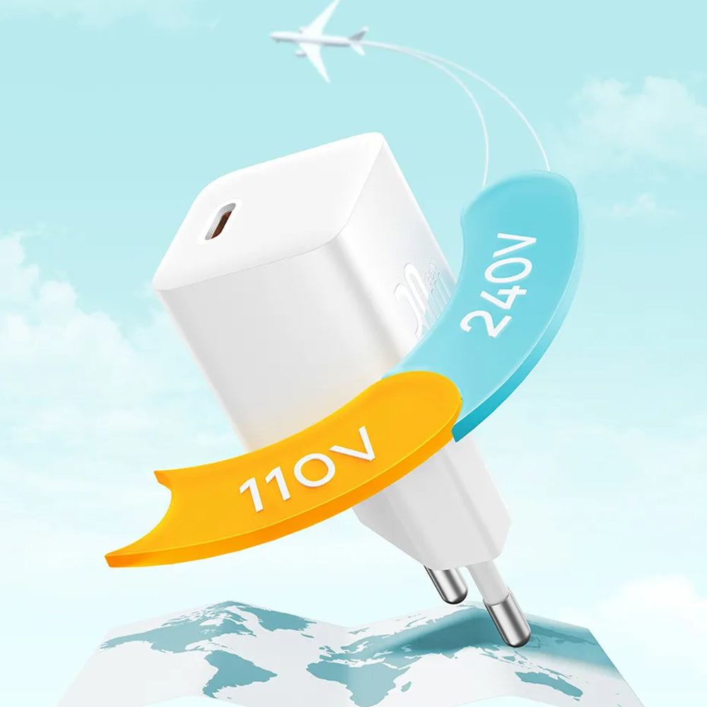 Φορτιστής Δικτύου με Καλώδιο USB-C Baseus GaN Mini 1C, 30W, 3A, 1 x USB-C, Μπλε P10110902313-00