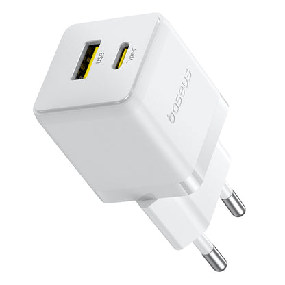 Baseus Palm USB-C Network Charger with Cable, 30W, 3A, 1 x USB-A - 1 x USB-C, White P1011160A213-01