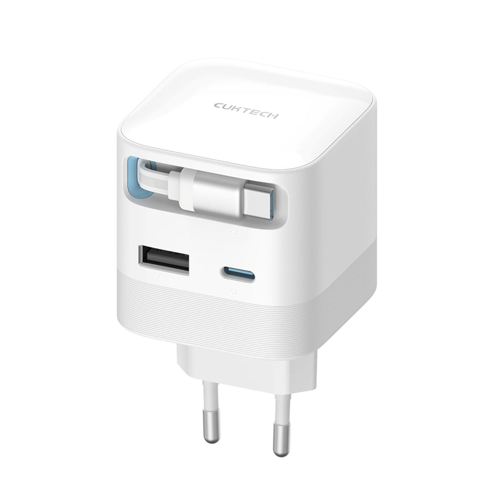 Cuktech USB-C Cable Wall Charger, 67W, 3.25A, 1 x USB-A - 1 x USB-C, White CUKA653WEUWT