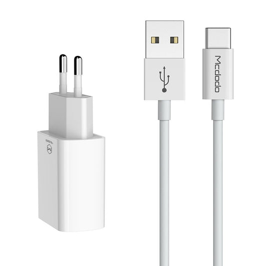 Φορτιστής Δικτύου με Καλώδιο USB-C McDodo CH-6721 Προσφορά, 12W, 2.4A, 2 x USB-A, Λευκό