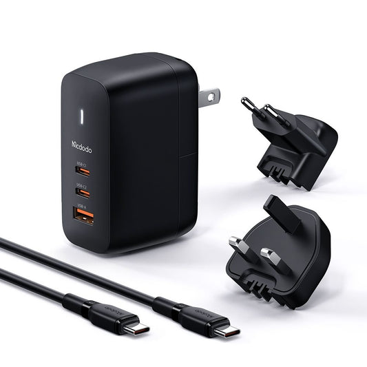 Φορτιστής Δικτύου με Καλώδιο USB-C McDodo CH-8442 Mecha Travel, 65W, 5A, 1 x USB-A - 2 x USB-C, Μαύρο