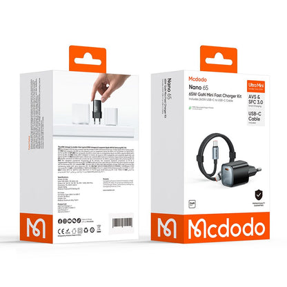 Φορτιστής Δικτύου με Καλώδιο USB-C Mcdodo Nano CH-8262, 65W, 3.25A, 1 x USB-C, Μαύρο