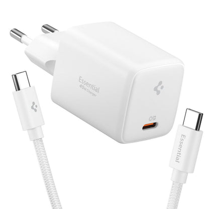 Φορτιστής Δικτύου με Καλώδιο USB-C Spigen EE451EU Essential, 45W, 3A, 1 x USB-C, Λευκό ACH09473