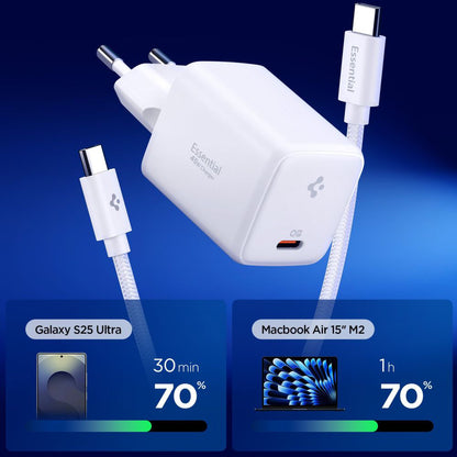 Φορτιστής Δικτύου με Καλώδιο USB-C Spigen EE451EU Essential, 45W, 3A, 1 x USB-C, Λευκό ACH09473
