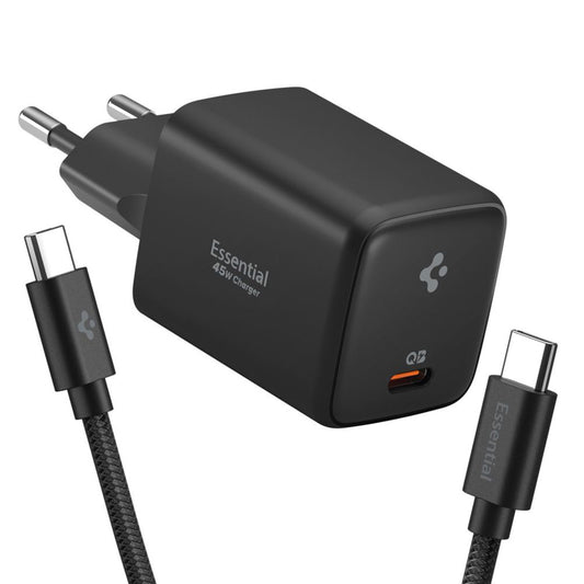 Φορτιστής Δικτύου με Καλώδιο USB-C Spigen EE451EU Essential, 45W, 3A, 1 x USB-C, Μαύρο ACH09474