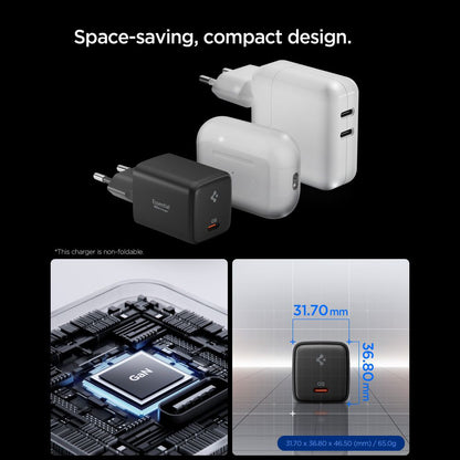 Φορτιστής Δικτύου με Καλώδιο USB-C Spigen EE451EU Essential, 45W, 3A, 1 x USB-C, Μαύρο ACH09474