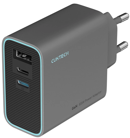 Cuktech Network Charger, 65W, 3A, 1 x USB-A - 2 x USB-C, Grey CUKAD653EUGR
