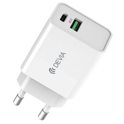 Φορτιστής δικτύου DEVIA RLC-389, 30W, 3A, 1 x USB-A - 1 x USB-C, Λευκό 