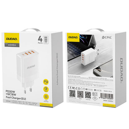 Φορτιστής δικτύου Dudao A5HEU, 20W, 3A, 1 x USB-C - 3 x USB-A, Λευκό 