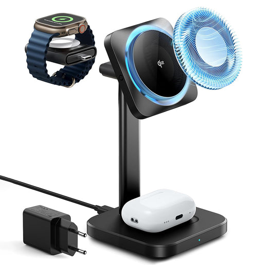 Φορτιστής Δικτύου Ασύρματος ESR CryoBoost 3σε1, 25W, 1.67A, Μαύρος