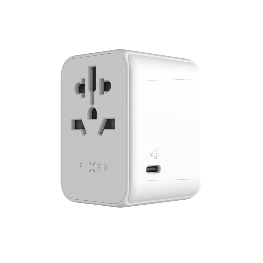 Φορτιστής Δικτύου Fixed Travel, 30W, 3A, 2 x USB-A - 1 x USB-C, Λευκό