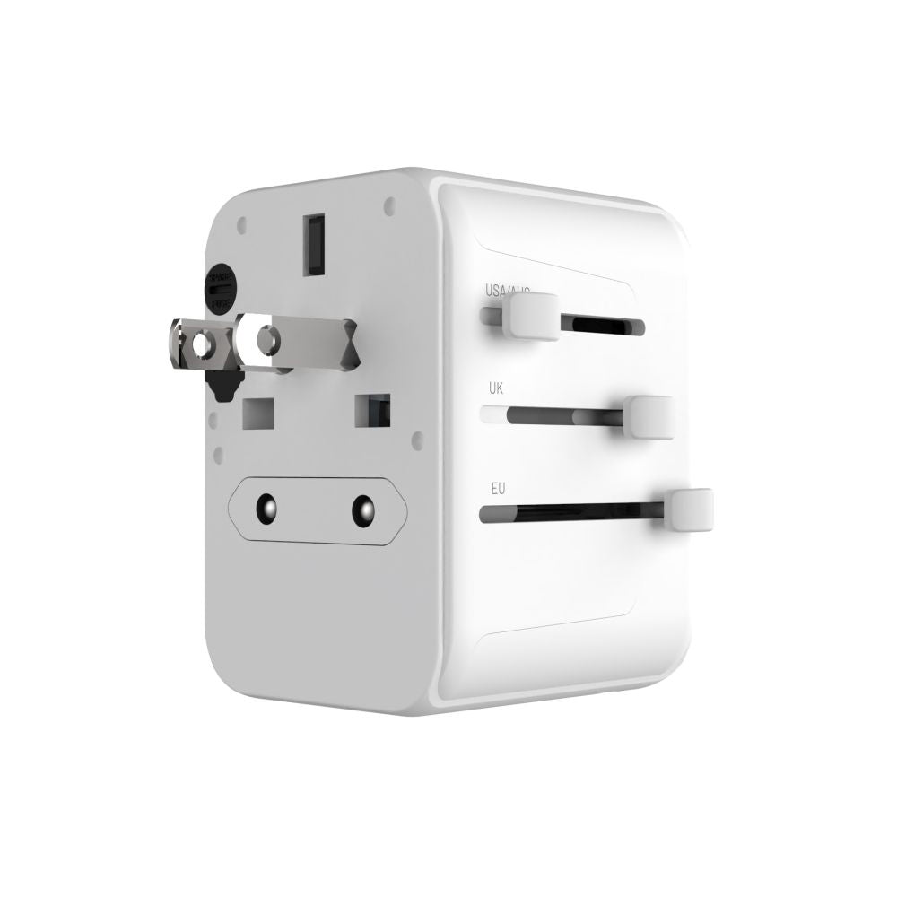Φορτιστής Δικτύου Fixed Travel, 30W, 3A, 2 x USB-A - 1 x USB-C, Λευκό