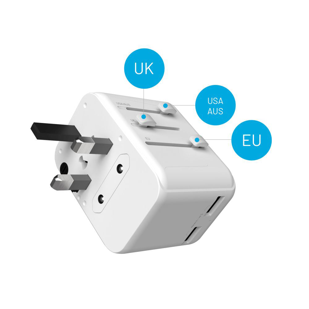 Φορτιστής Δικτύου Fixed Travel, 30W, 3A, 2 x USB-A - 1 x USB-C, Λευκό