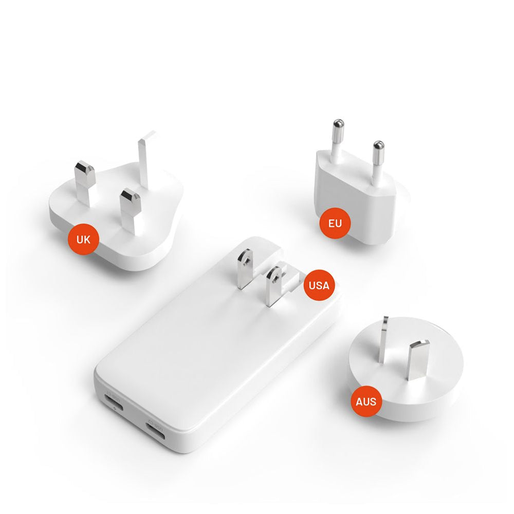 Φορτιστής Δικτύου Fixed Travel, 45W, 3A, 2 x USB-C, Λευκό