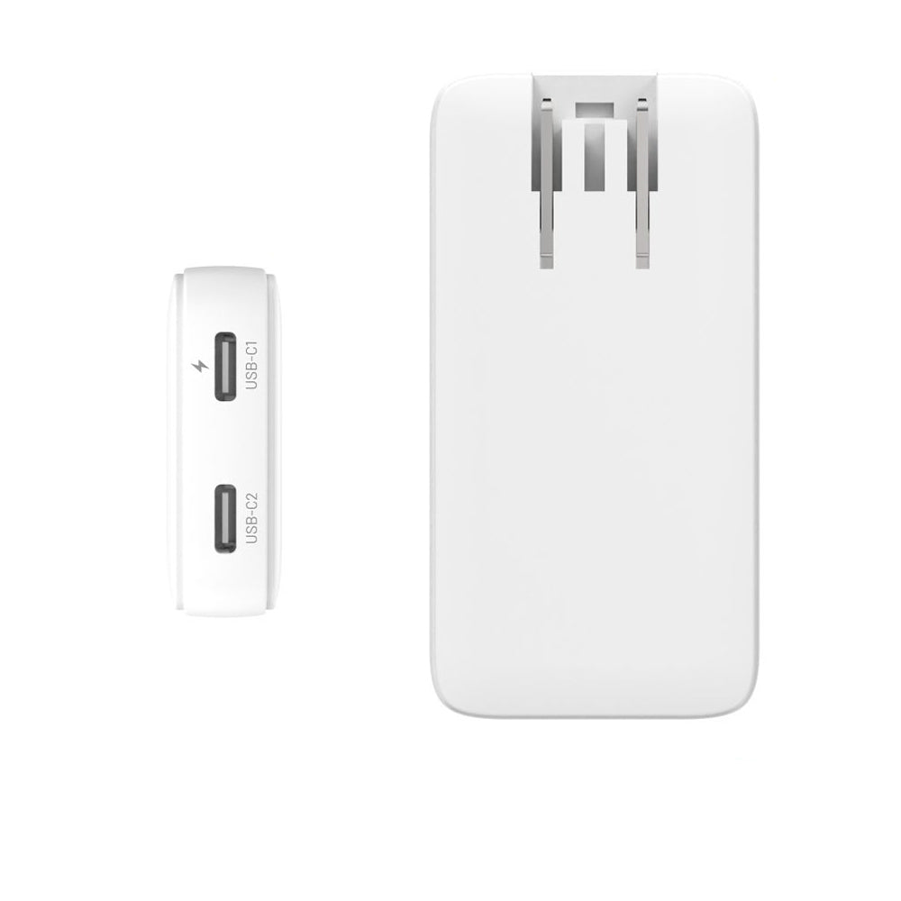 Φορτιστής Δικτύου Fixed Travel, 45W, 3A, 2 x USB-C, Λευκό