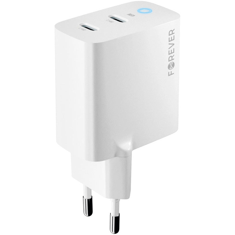 Φορτιστής δικτύου Forever TC-06-65CC, 65W, 3,25A, 2 x USB-C, λευκό 