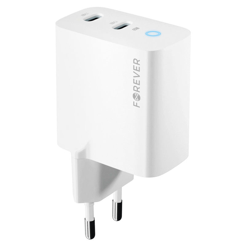 Φορτιστής δικτύου Forever TC-06-65CC, 65W, 3,25A, 2 x USB-C, λευκό 