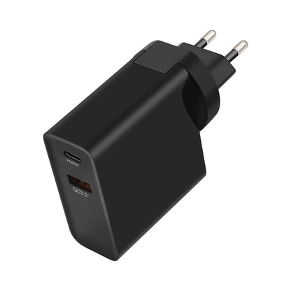 Φορτιστής δικτύου GVDA, 65W, 3A, 1 x USB-A - 1 x USB-C, Μαύρο 