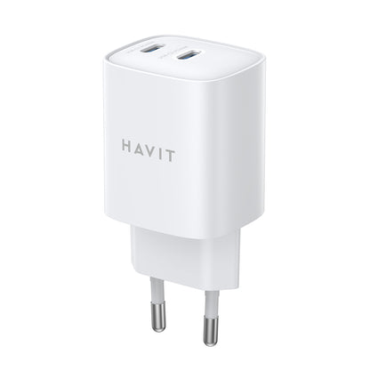 Φορτιστής Δικτύου HAVIT UC45W, 45W, 3A, 2 x USB-C, Λευκό