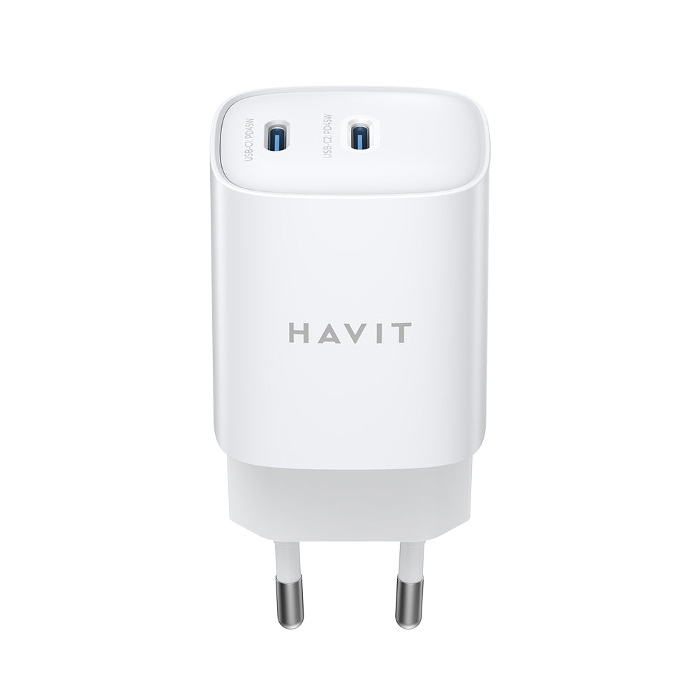 Φορτιστής Δικτύου HAVIT UC45W, 45W, 3A, 2 x USB-C, Λευκό