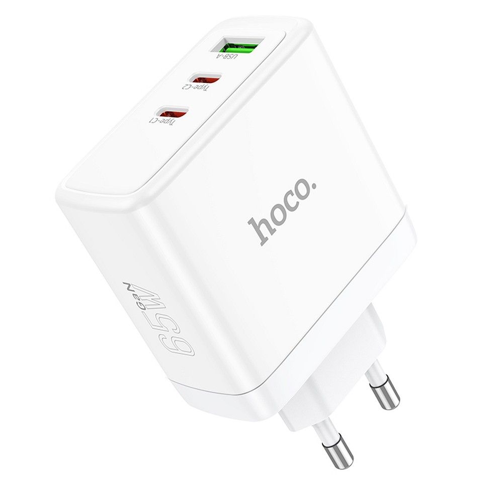 HOCO N30 Network Charger, 65W, 3.25A, 1 x USB-A - 2 x USB-C, White