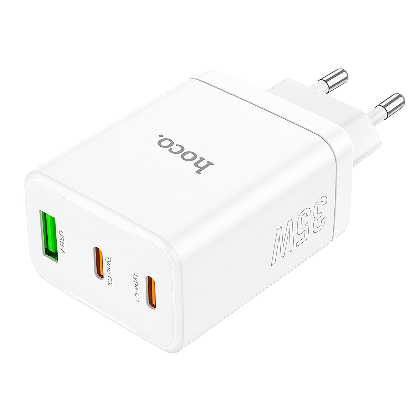 Φορτιστής δικτύου HOCO N33, 35W, 3A, 1 x USB-A - 2 x USB-C, Λευκό 