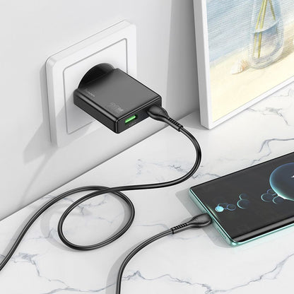 Φορτιστής Δικτύου HOCO N38, 20W, 3A, 1 x USB-A - 1 x USB-C, Μαύρο