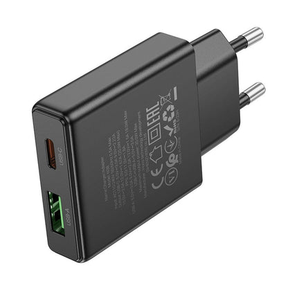 Φορτιστής Δικτύου HOCO N38, 20W, 3A, 1 x USB-A - 1 x USB-C, Μαύρο