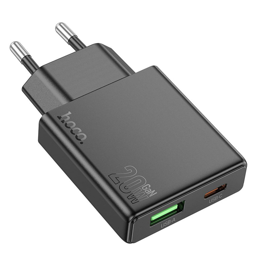 Φορτιστής Δικτύου HOCO N38, 20W, 3A, 1 x USB-A - 1 x USB-C, Μαύρο