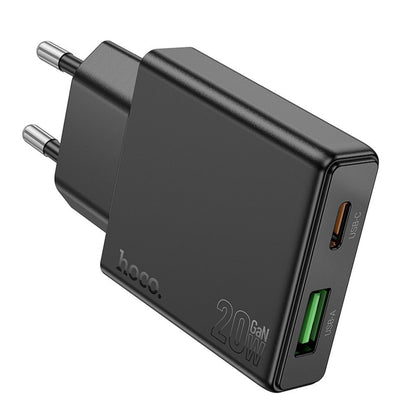 Φορτιστής Δικτύου HOCO N38, 20W, 3A, 1 x USB-A - 1 x USB-C, Μαύρο