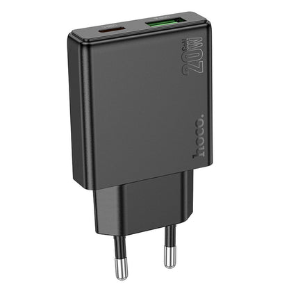 Φορτιστής Δικτύου HOCO N38, 20W, 3A, 1 x USB-A - 1 x USB-C, Μαύρο