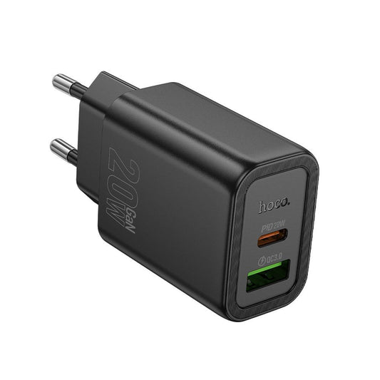 Φορτιστής Δικτύου HOCO N61, 20W, 3A, 1 x USB-A - 1 x USB-C, Μαύρο