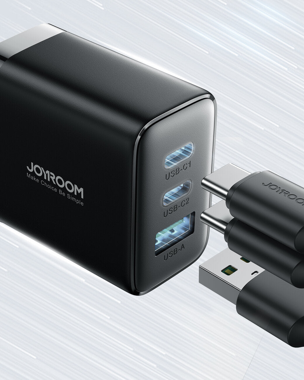 Φορτιστής δικτύου Joyroom JR-TCF10, 32W, 3A, 1 x USB-A - 2 x USB-C, Μαύρο 