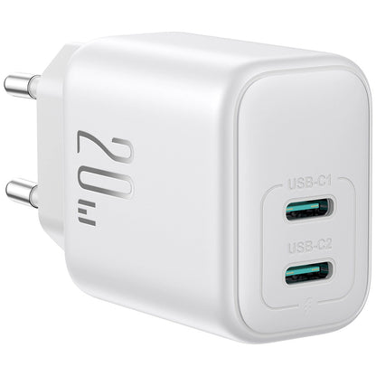 Φορτιστής Δικτύου Joyroom JR-TCF12, 20W, 3A, 2 x USB-C, Λευκό