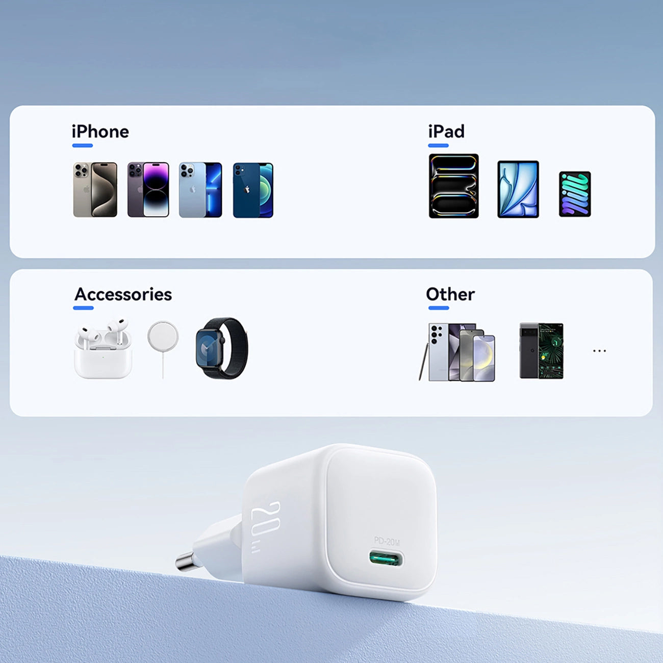 Φορτιστής Δικτύου Joyroom JR-TCG08, 20W, 3A, 1 x USB-C, Λευκό