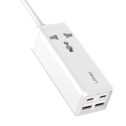 Φορτιστής δικτύου Ldnio SC1418, 2500W, 5A, 1 x Πρίζα - 2 x USB-A - 2 x USB-C, Λευκό