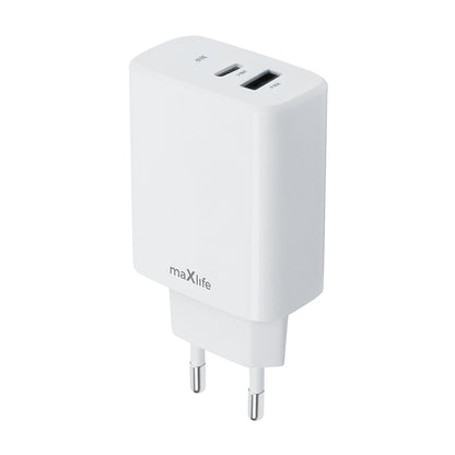 Φορτιστής δικτύου MaXlife MXTC-10-30AC, 30W, 3A, 1 x USB-A - 1 x USB-C, Λευκό 