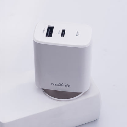 Φορτιστής δικτύου MaXlife MXTC-10-30AC, 30W, 3A, 1 x USB-A - 1 x USB-C, Λευκό 