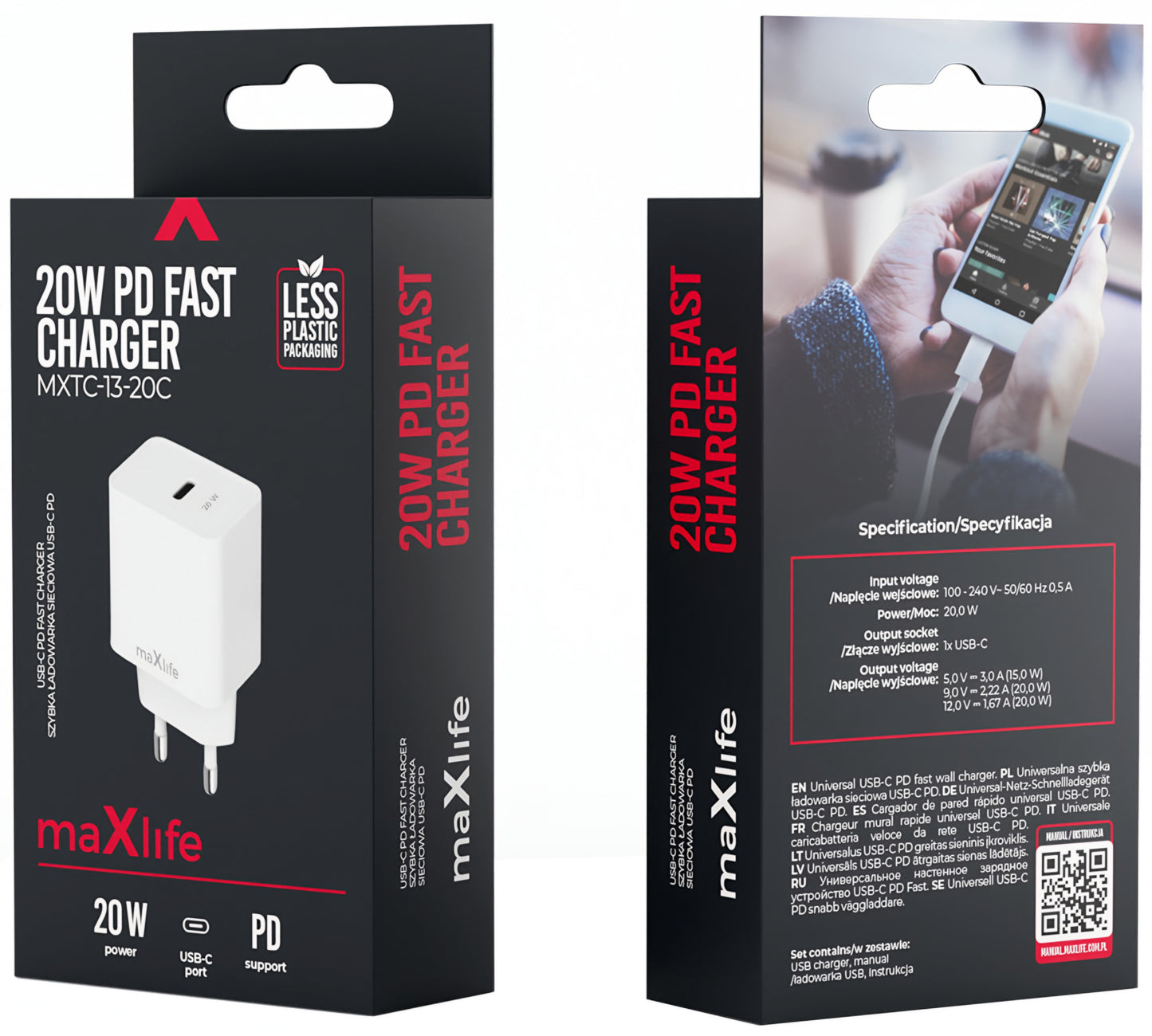 Φορτιστής Δικτύου MaXlife MXTC-13-20C, 20W, 3A, 1 x USB-C, Λευκό