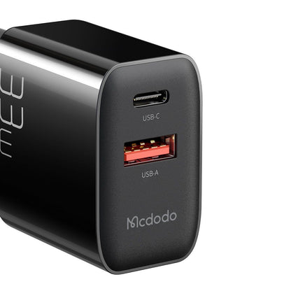 McDodo CH-0921 Network Charger, 33W, 3A, 1 x USB-A - 1 x USB-C, Black