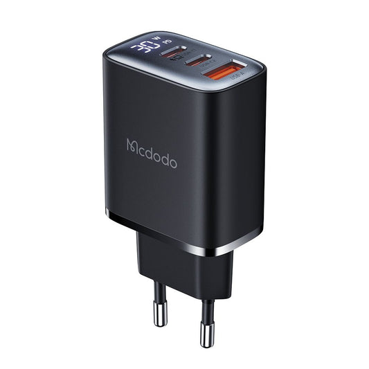 Φορτιστής Δικτύου McDodo CH-2180 Display, 30W, 3A, 1 x USB-A - 2 x USB-C, Μαύρο